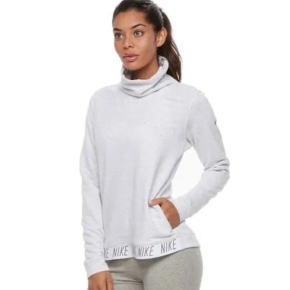 **HP** Nike Women’s Gray Dri-Fit High Neck Banded Sweatshirt - Picture 1 of 9